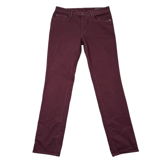 Bonobos Travel Jeans Men 31x32 Maroon Denim Stretch Slim Fit Straight Leg Preppy - Picture 1 of 9